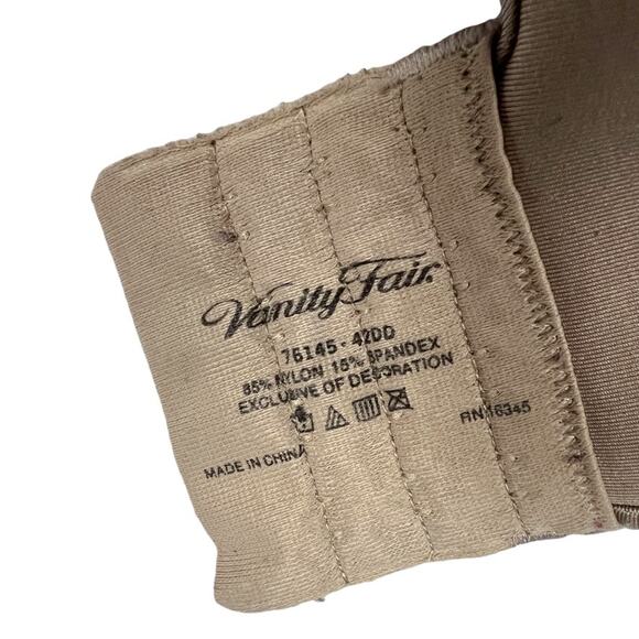 Vanity Fair Bra Beauty Back Full Figure Two Ply Underwire Cafe Nude Women's 42DD - Picture 3 of 10